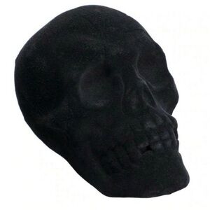 Flocked Black Skull Decoration - Gothic Velvet Touch